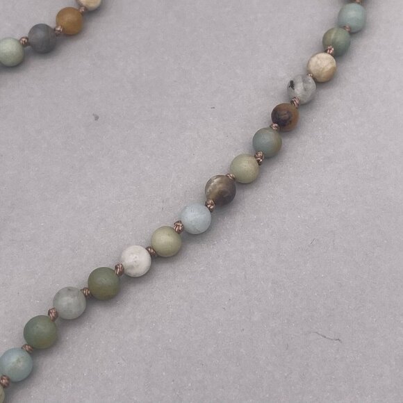 Angel Wing Amazonite Picasso Jasper and Pyrite Necklace 34 Inches - Picture 5 of 6